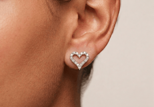 Heart Shape Silhouette, Bridal Studs, Sterling Silver - MargalitRings