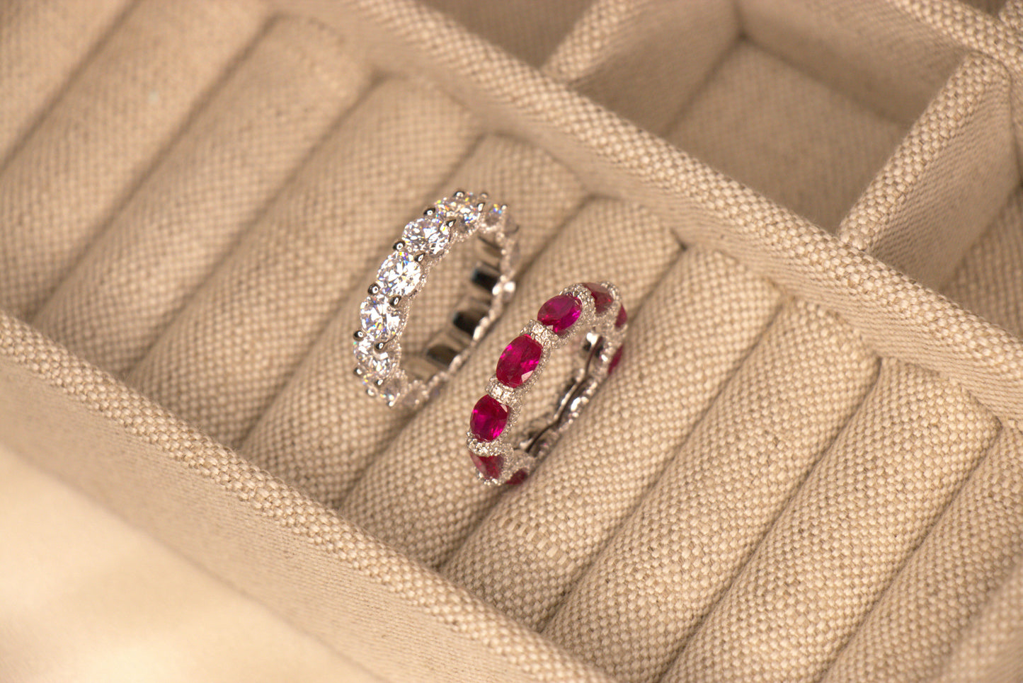 A full diamond eternity ring for women is a stunning piece of jewelry that features a continuous band of diamonds set all the way around the ring. It symbolizes everlasting love and commitment, making it a popular choice for engagement rings, anniversary bands, or special occasion gifts.