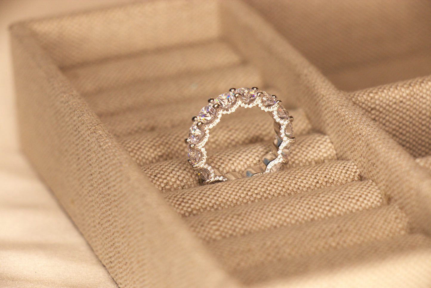 Princess cut full diamond eternity ring for women