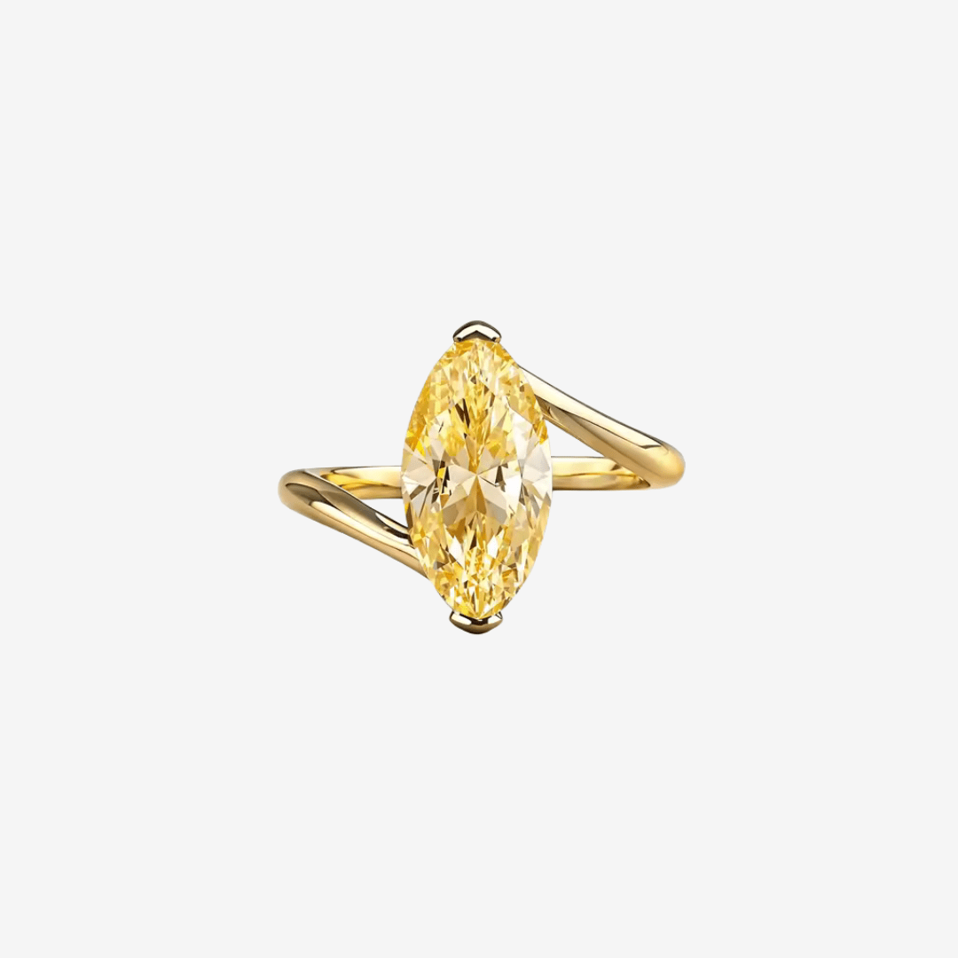 Marquise Cut Engagement Ring, 3 Carats, Yellow Gold - MargalitRings