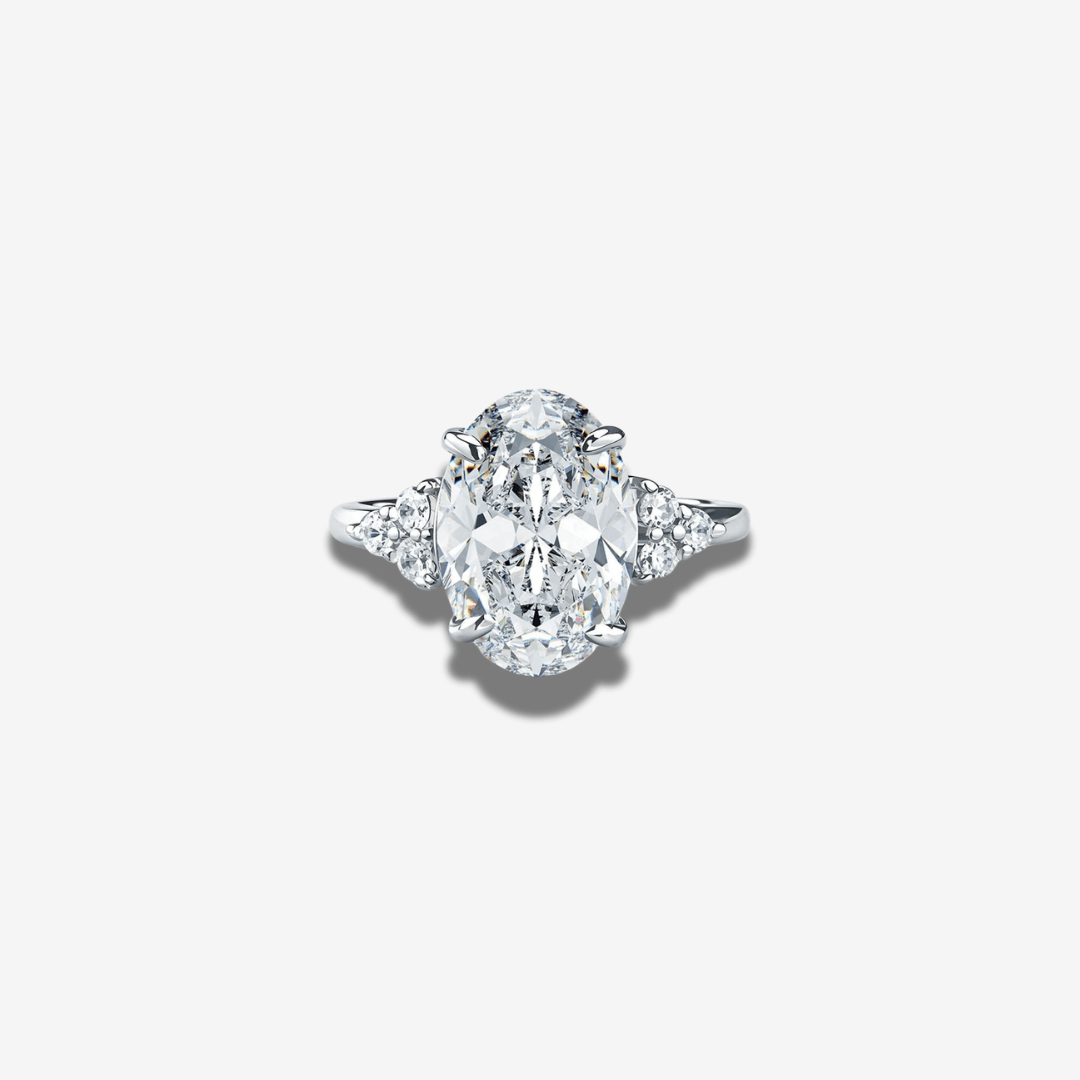 Oval Cut, 4 Carat, White Brilliant, Cocktail Ring - MargalitRings