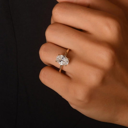 Oval Cut Engagement Ring, 2 Carats, Halo, Sterling Silver - MargalitRings