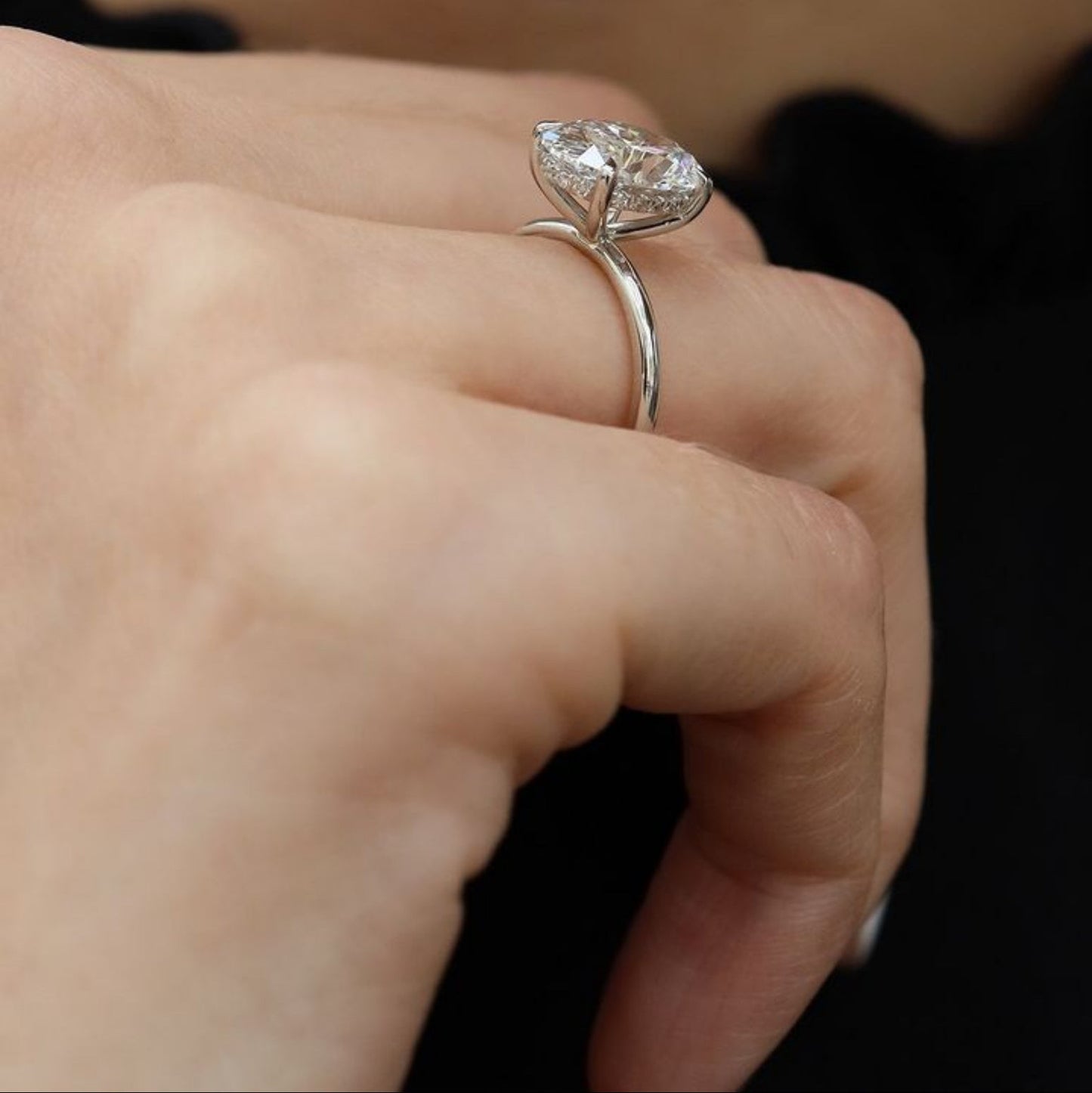 Oval Cut Engagement Ring, 6 Carats, Sterling Silver - MargalitRings