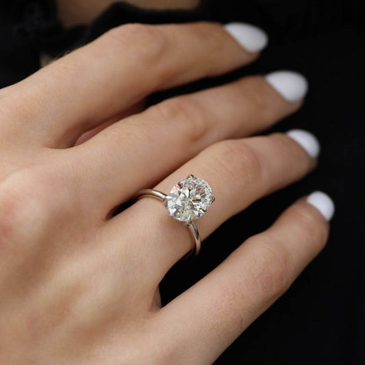 Oval Cut Engagement Ring, 6 Carats, Sterling Silver - MargalitRings