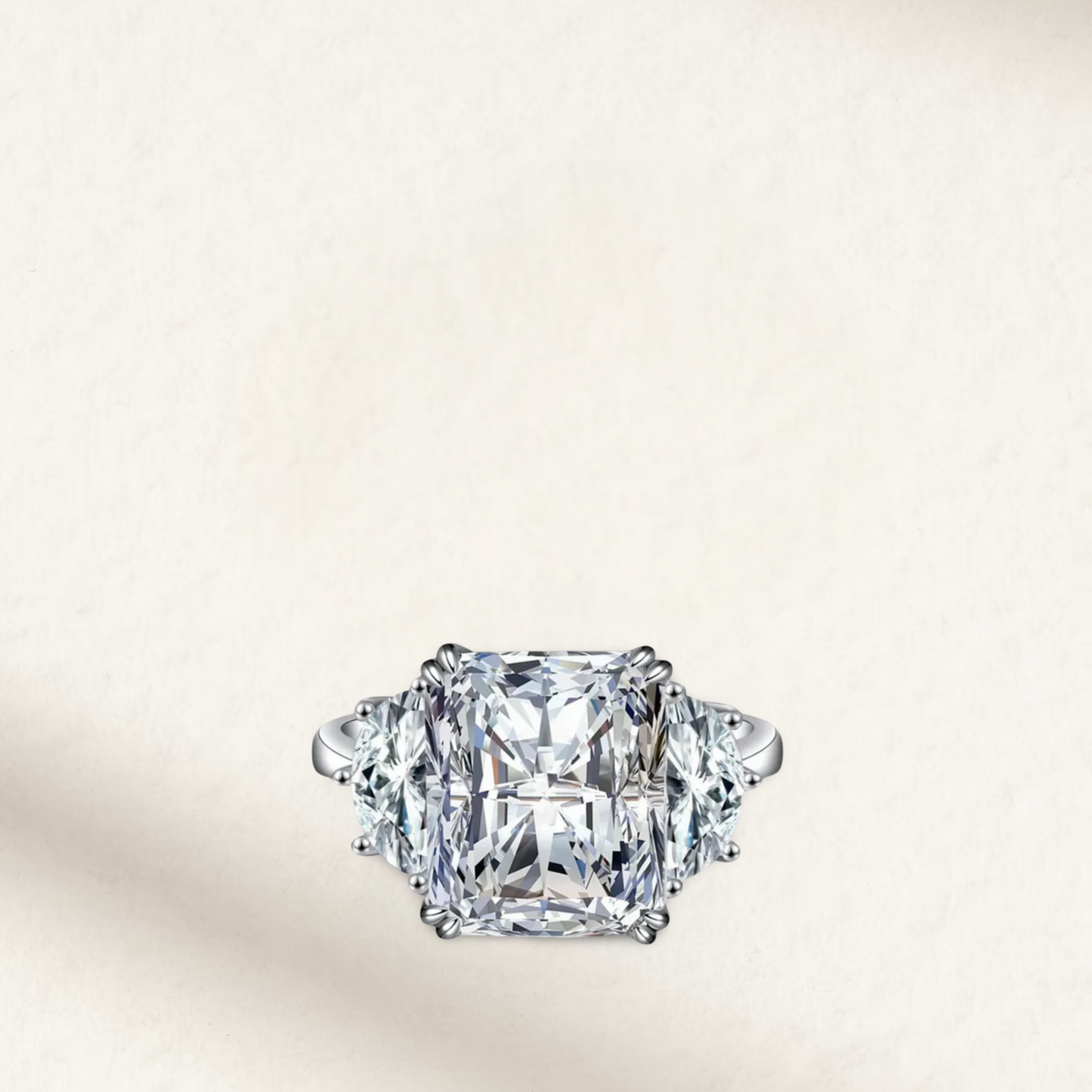 9 Carat radiant cut cocktail ring with silver prong setting, mounted on a sterling silver band, bold statement ring