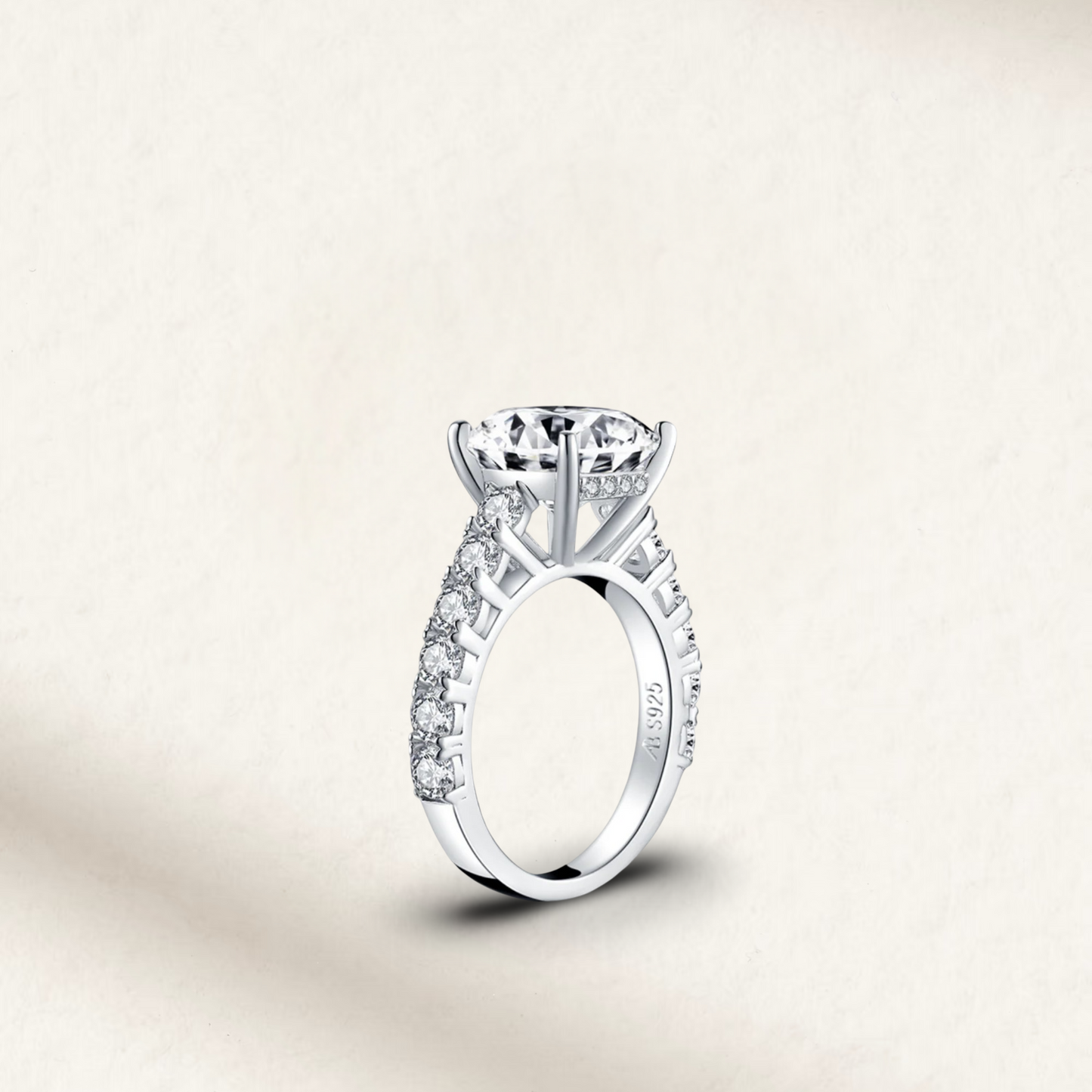 5 Carat cushion cut white brilliant engagement ring set in 925 sterling silver, ideal for proposals, promise rings, or bridal jewelry side. view