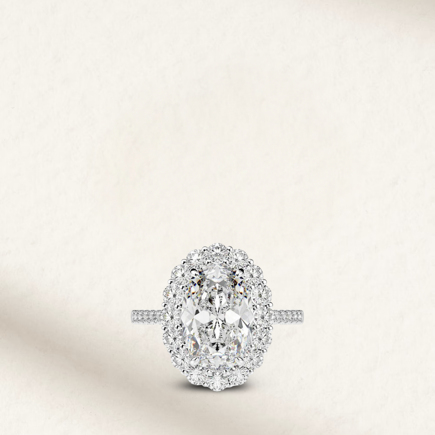 Colourless:
5 Carat oval cut colourless cocktail ring for her, set in sterling silver