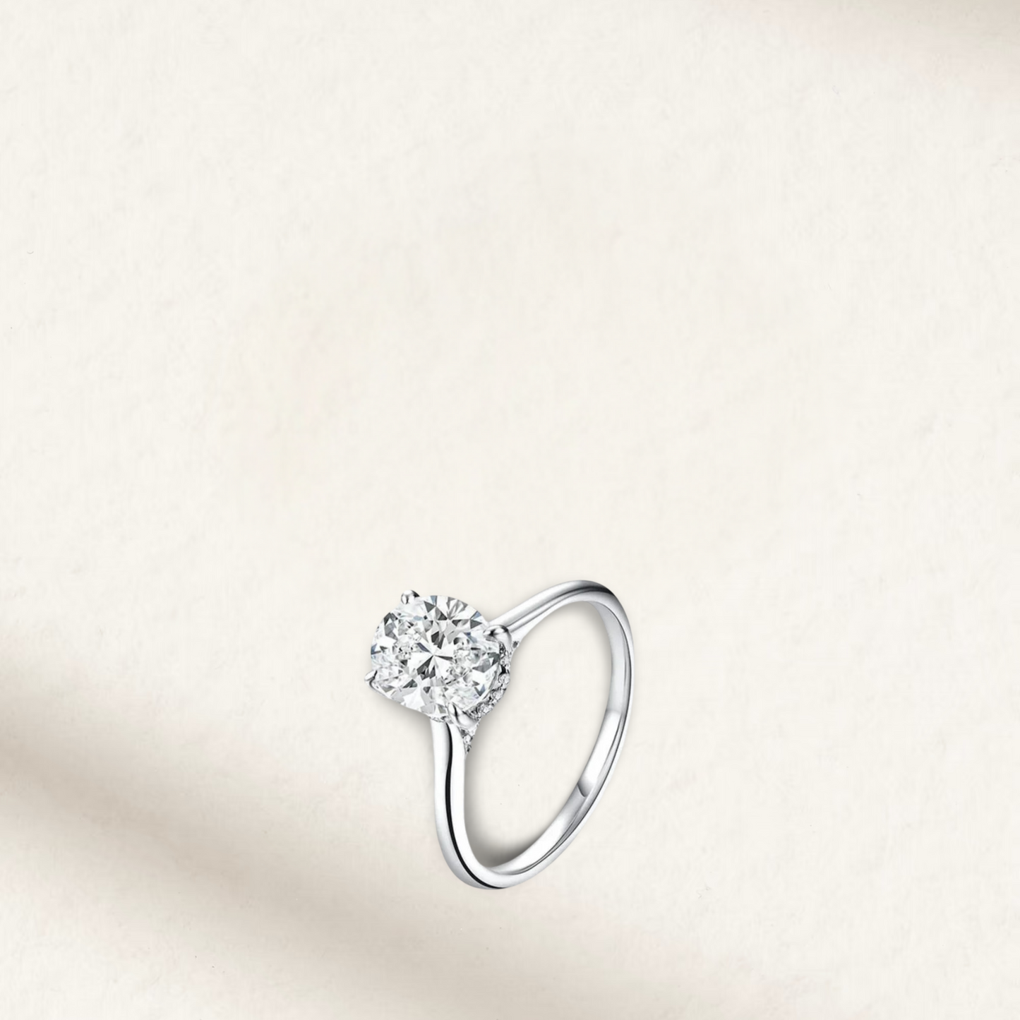 2 Carat Oval Cut Engagement Ring with Hidden Halo in Sterling Silver