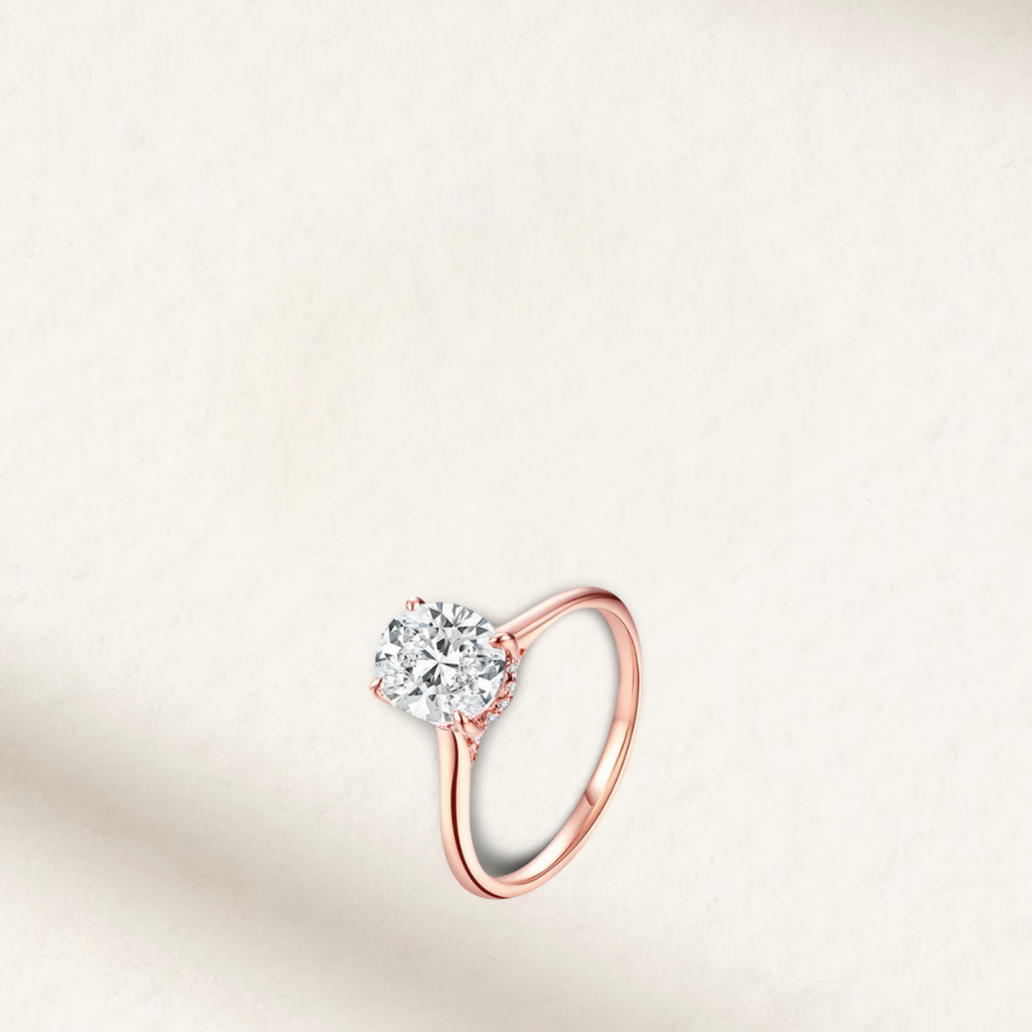 2 Carat Oval Cut Engagement Ring with Hidden Halo in rose gold