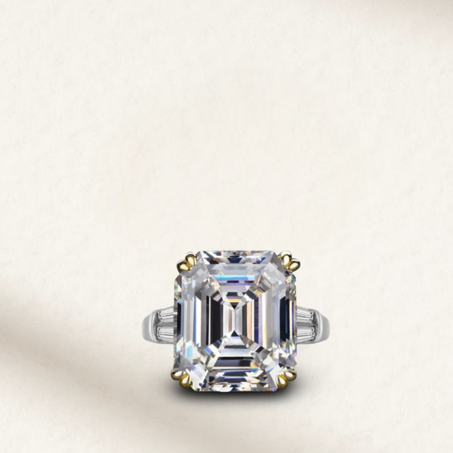 9.52 carat Asscher cut cocktail ring in sterling silver, inspired by Elizabeth Taylor’s iconic engagement ring from richard