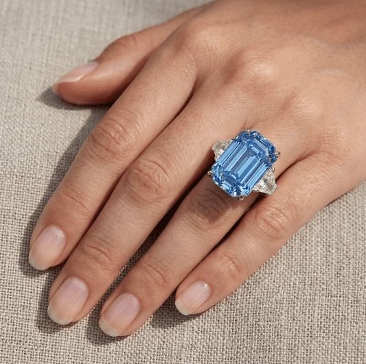 Princess Diana Aquamarine ring, Emerald Cut, 16 Carat, Cocktail Ring - MargalitRings