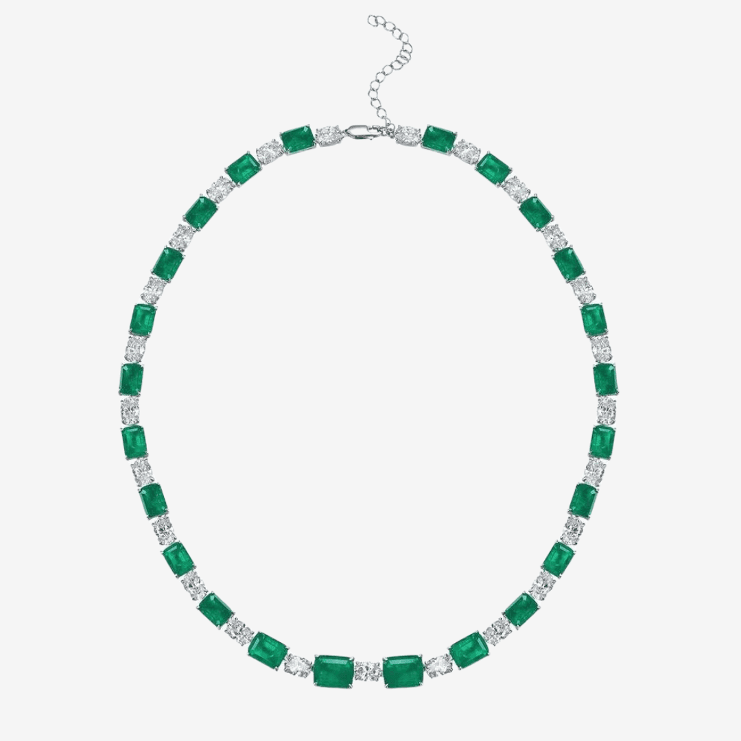 Red Ruby & Diamond Riviere Necklace - MargalitRings