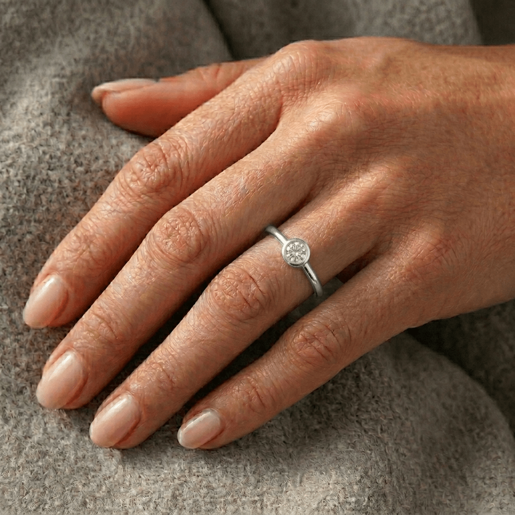 Round, Bezel Set, Engagement Ring, 0.5 Carats, Yellow Gold - MargalitRings