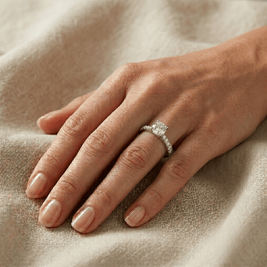 Round Cut Engagement Ring, 3 Carats, Sterling Silver - MargalitRings