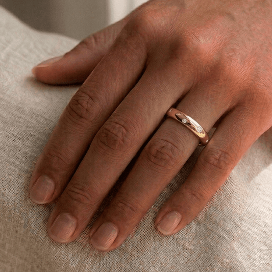 Scattered Inlay Wedding Band, Sterling Silver - MargalitRings