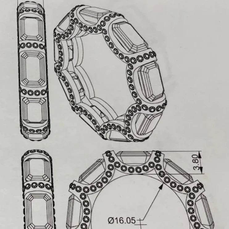 Fancy Yellow, Emerald Cut, Eternity band - MargalitRings