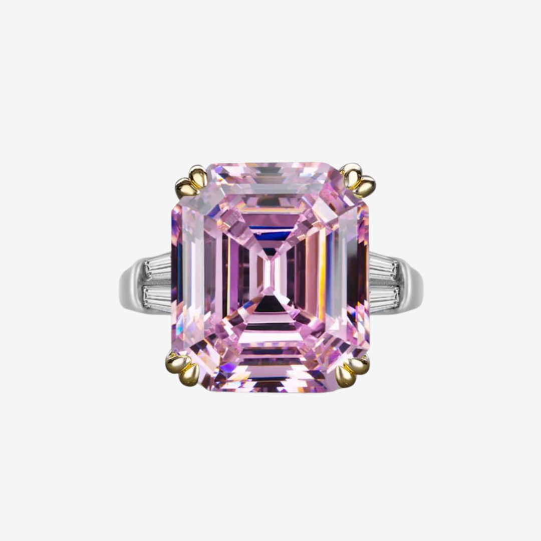 Ascher Cut 9 Carat Lab Made Multi-Stone Pink Ring