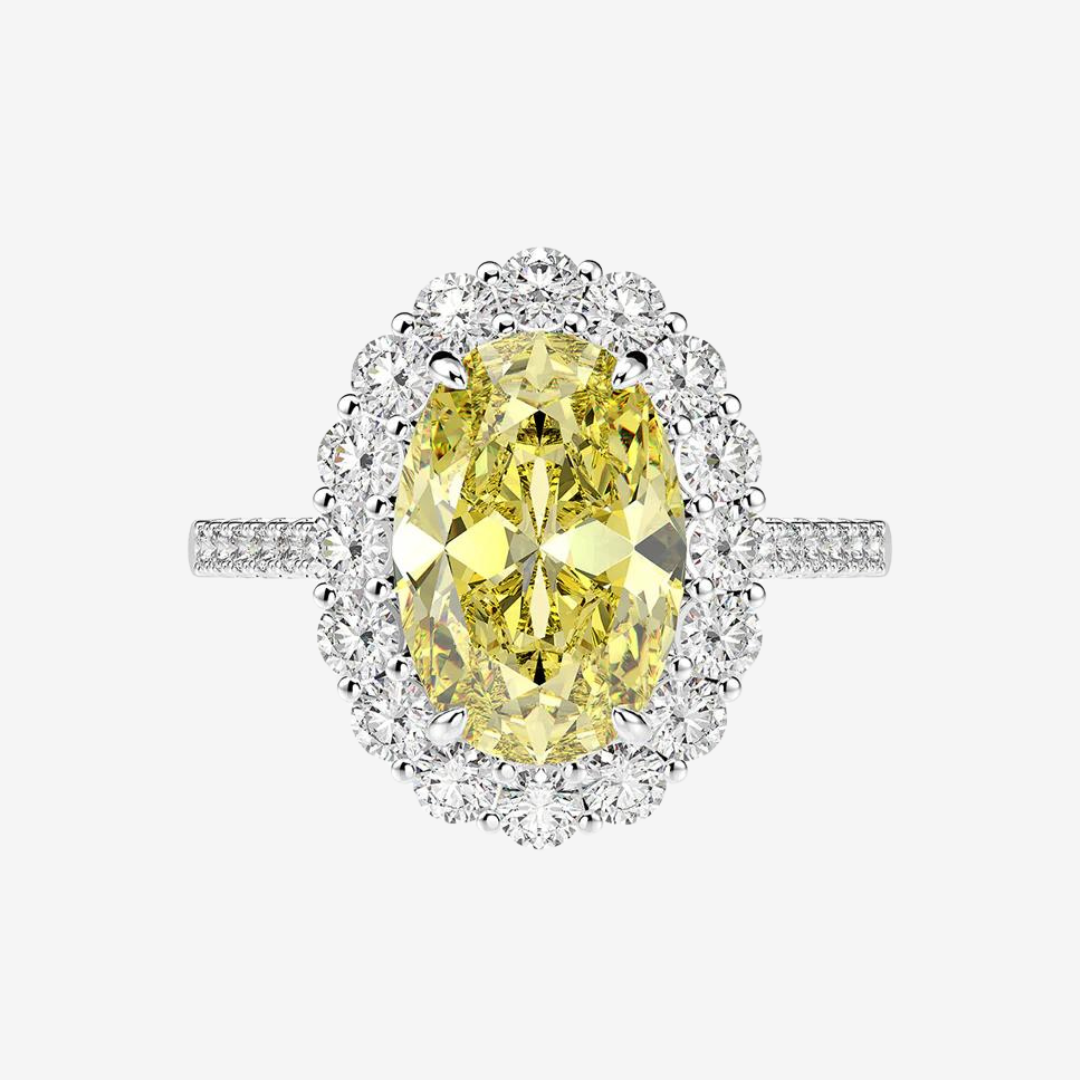 Cushion Cut Yellow Statement Ring in Sterling Silver