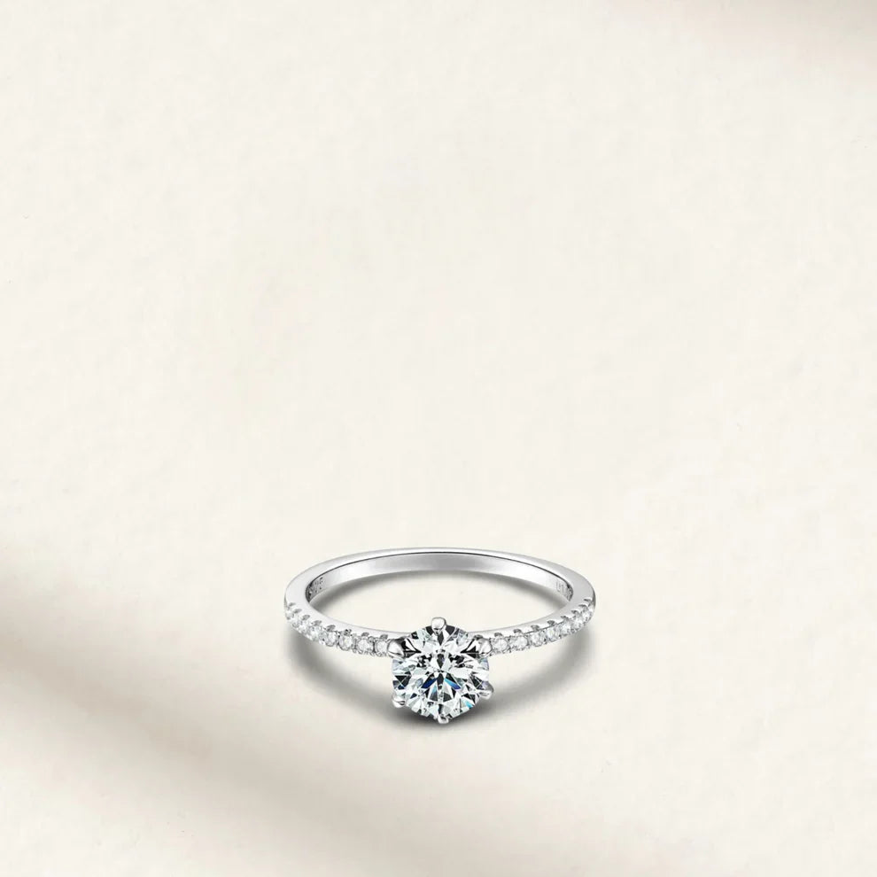 1 Carat Oval Cut Lab Made Ring with Pavé Band