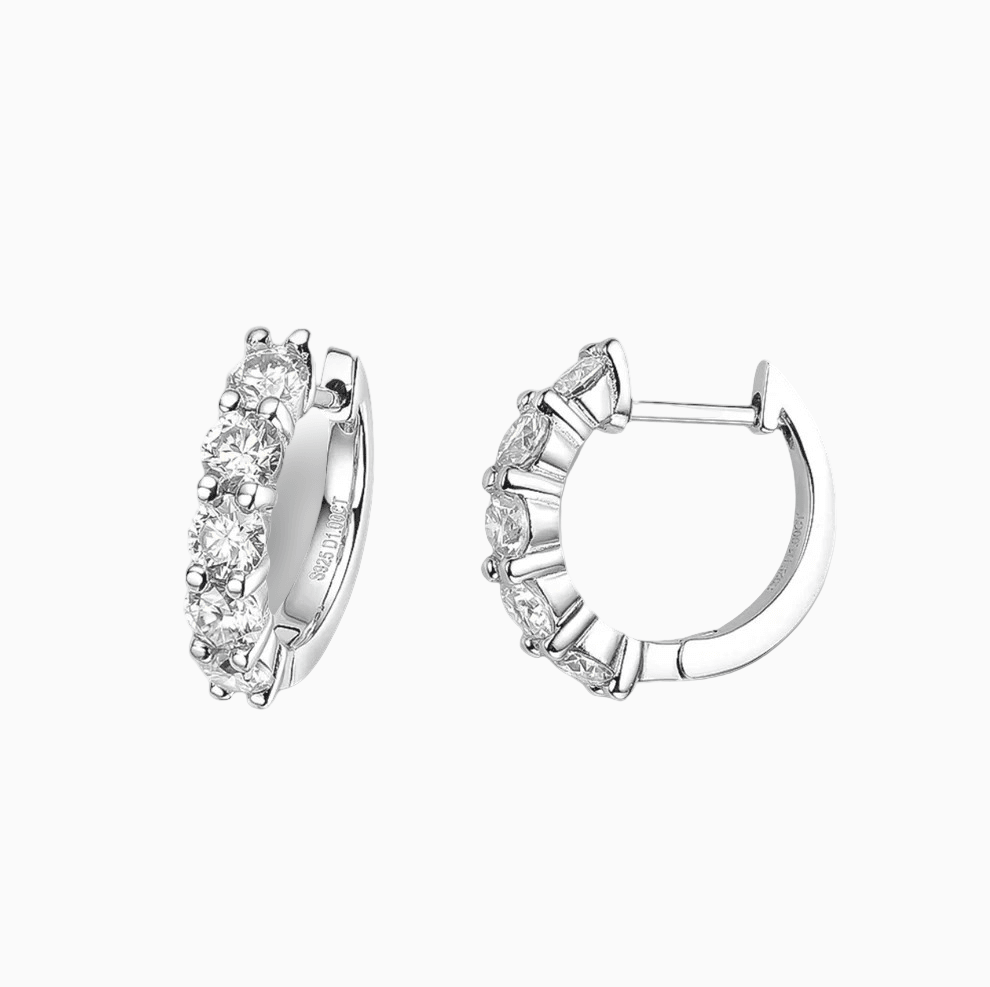 1 Carat, Bridal, Wedding Day Hoops, Sterling Silver - MargalitRings