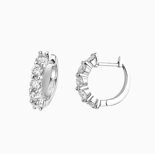1 Carat, Bridal, Wedding Day Hoops, Sterling Silver - MargalitRings