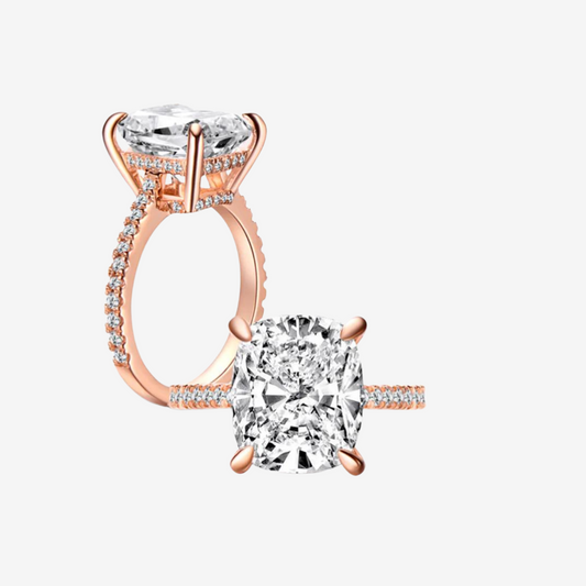 Cushion Cut Engagement Ring, 6 Carats, Rose Gold