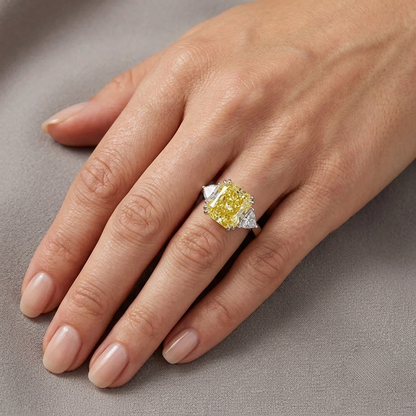 9.52 Carat, Fancy Yellow, Princess Cut, Cocktail Ring, wolf of wall street engagement ring 