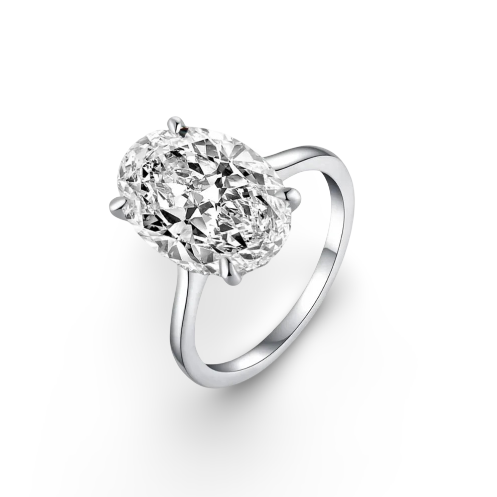 Oval Cut, Engagement Ring, 6 Carats, Sterling Silver
