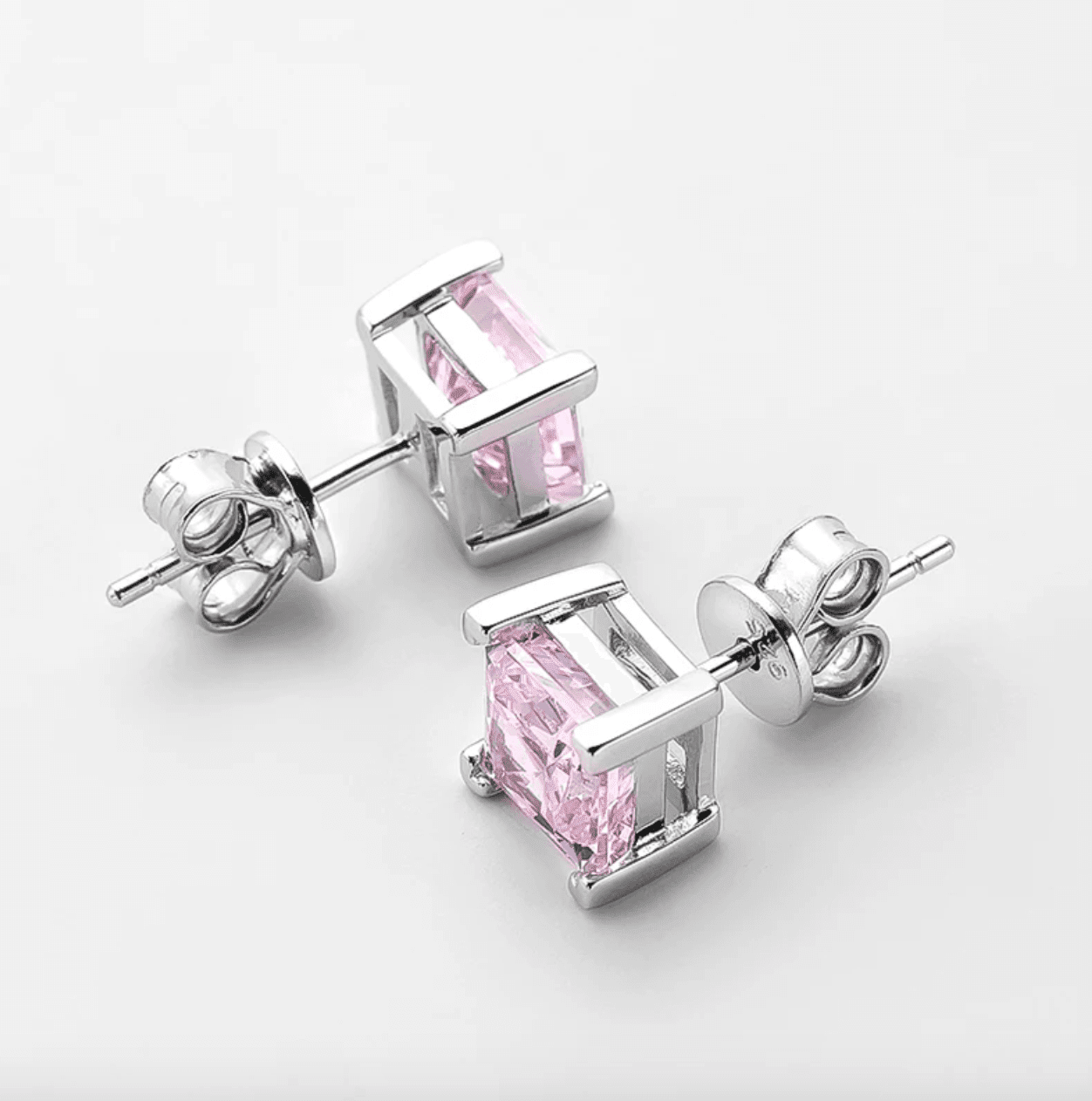 1.25 Carat, Princess Cut, Wedding Day Studs, Sterling Silver - MargalitRings