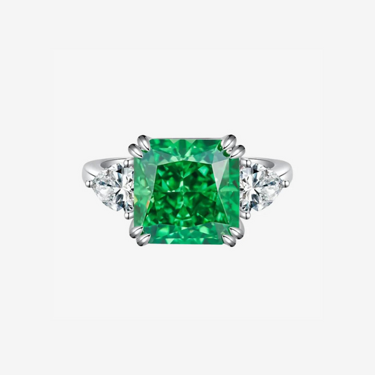 4 Carat, Colombian Emerald Green & Diamond Ring, Emerald Cut