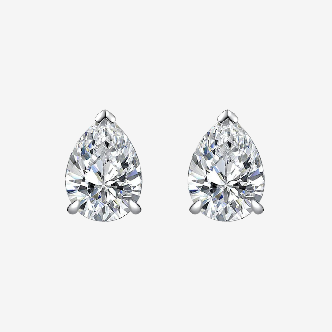 2 Carat Pear Shape Diamond Bridal Studs Sterling Silver