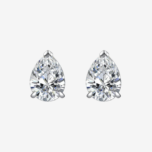 2 Carat Pear Shape Diamond Bridal Studs Sterling Silver