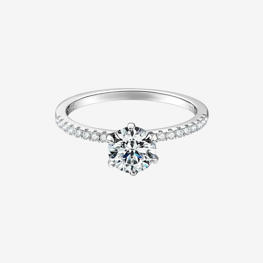 Round Cut Engagement Ring, 1 Carats, Sterling Silver