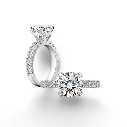 Round Cut Engagement Ring, 3 Carats, Sterling Silver