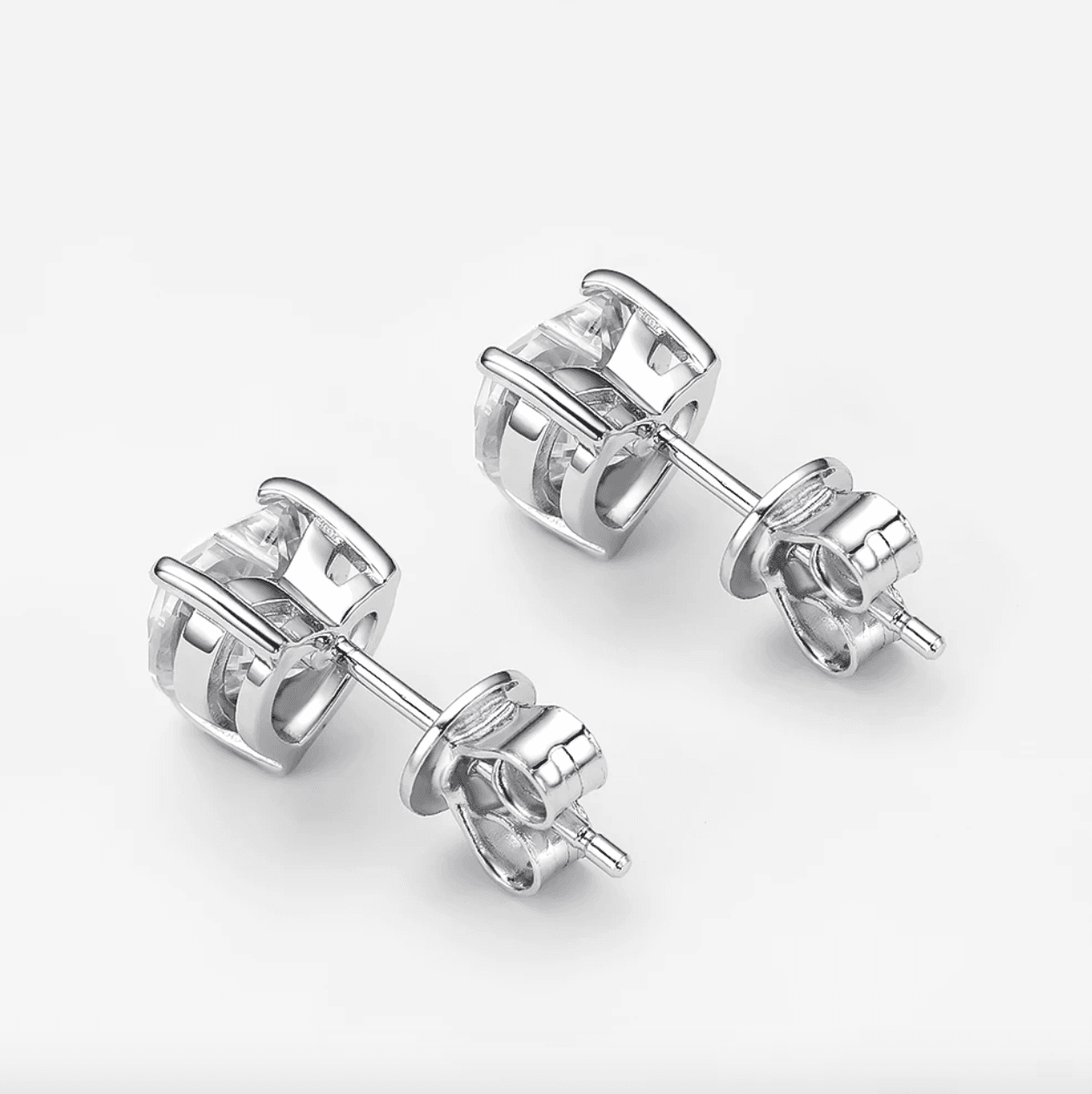 1 Carat, Heart Shape Sterling Silver, Bridal Studs - MargalitRings