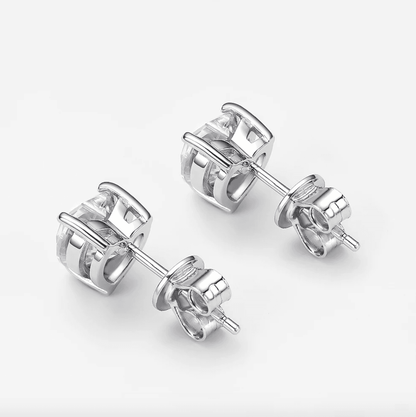 1 Carat, Heart Shape Sterling Silver, Bridal Studs - MargalitRings