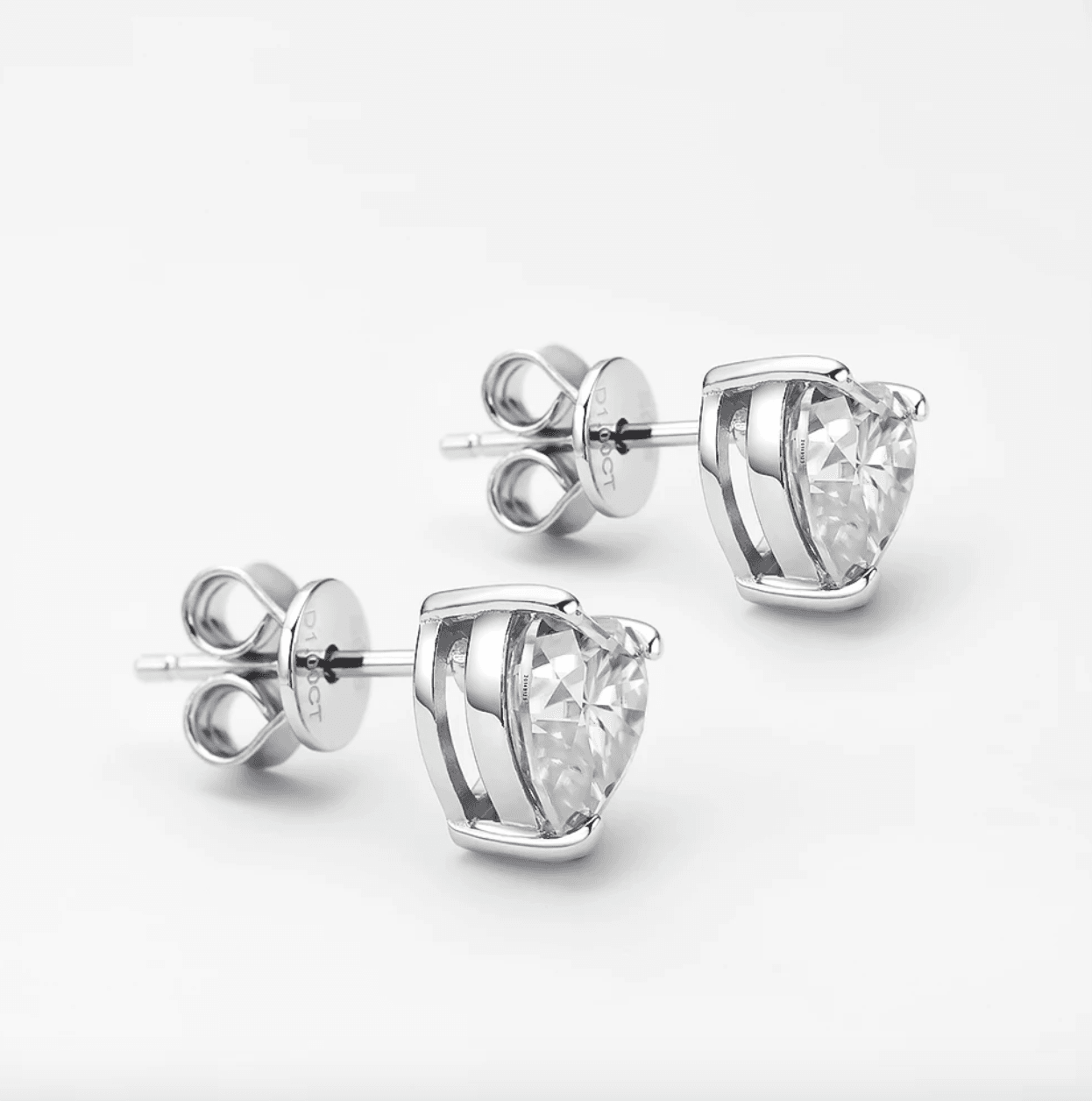 1 Carat, Heart Shape Sterling Silver, Bridal Studs - MargalitRings