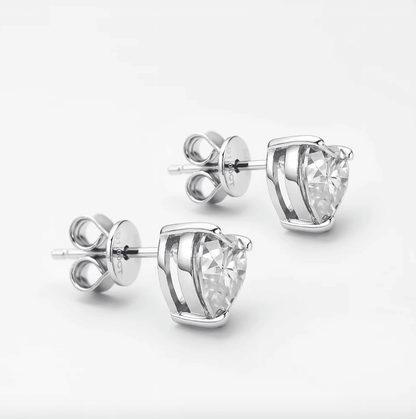1 Carat, Heart Shape Sterling Silver, Bridal Studs - MargalitRings