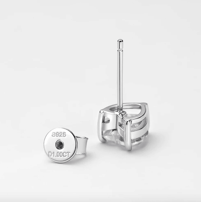 1 Carat, Heart Shape Sterling Silver, Bridal Studs - MargalitRings