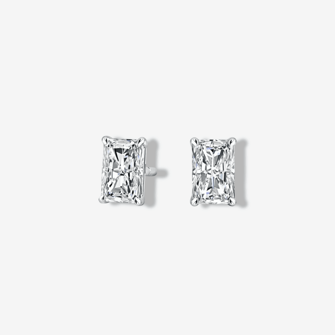 1 Carat, Radiant Cut, Sterling Silver, Bridal Wedding Day Studs - MargalitRings