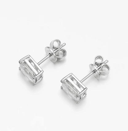 1 Carat, Radiant Cut, Sterling Silver, Bridal Wedding Day Studs - MargalitRings