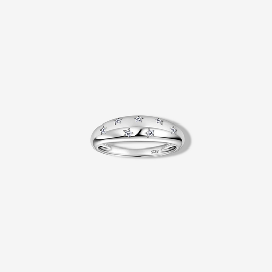 Scattered Star Inlay Ring, Sterling Silver