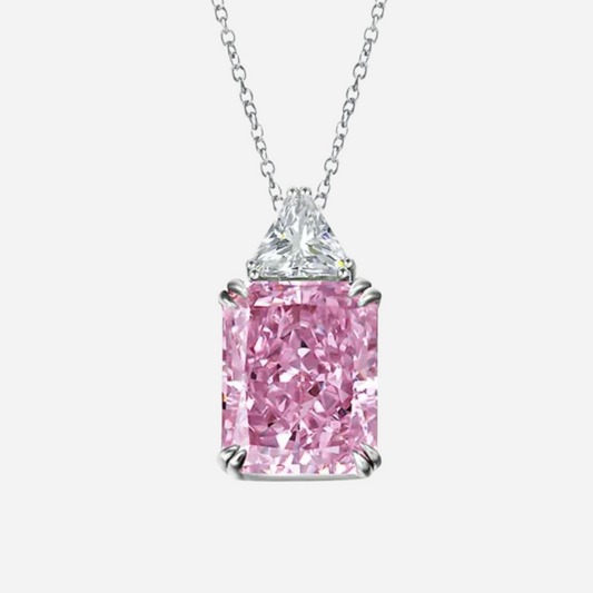 Fancy Pink, Radiant Cut, Pendant Necklace, 14 Carat Margalit Rings | Diamond Simulant Engagement Rings & Cocktail Rings