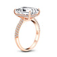 6 carat emerald cut engagement ring, rose gold, pave band, diamond simulant engagement rings by margalit rings