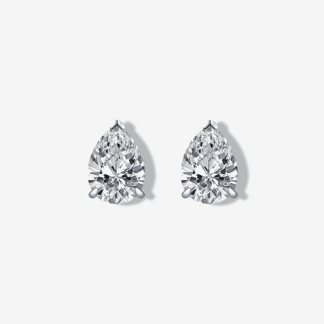 2 Carat Pear Shape Diamond Bridal Studs Sterling Silver - MargalitRings