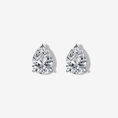 2 Carat Pear Shape Diamond Bridal Studs Sterling Silver - MargalitRings