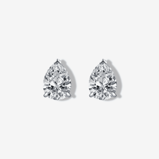 2 Carat Pear Shape Diamond Bridal Studs Sterling Silver - MargalitRings