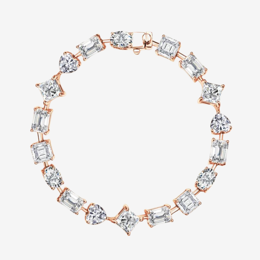 Multi Cut Diamond Wedding Bracelet, Sterling Silver