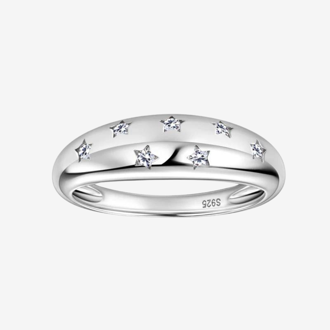 Scattered Star Inlay Ring, Sterling Silver