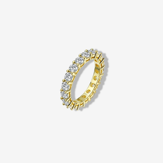Classic Eternity Ring, Moissanite, Yellow Gold Band
